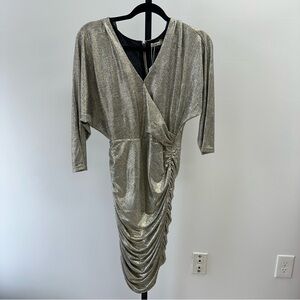 Alice + Olivia Metallic Ruched Midi Dress – Size 6